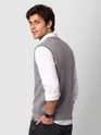 Grey Knit V-Neck Vest