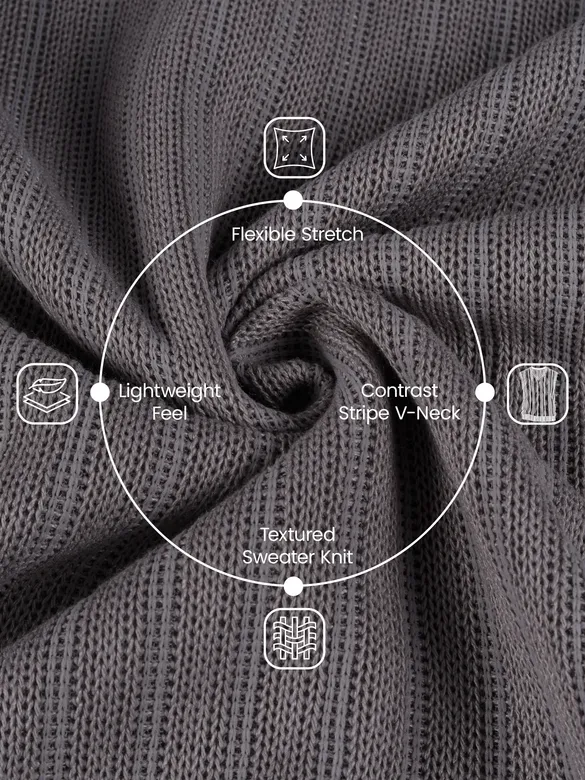 Grey Knit V-Neck Vest