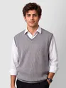 Grey Knit V-Neck Vest