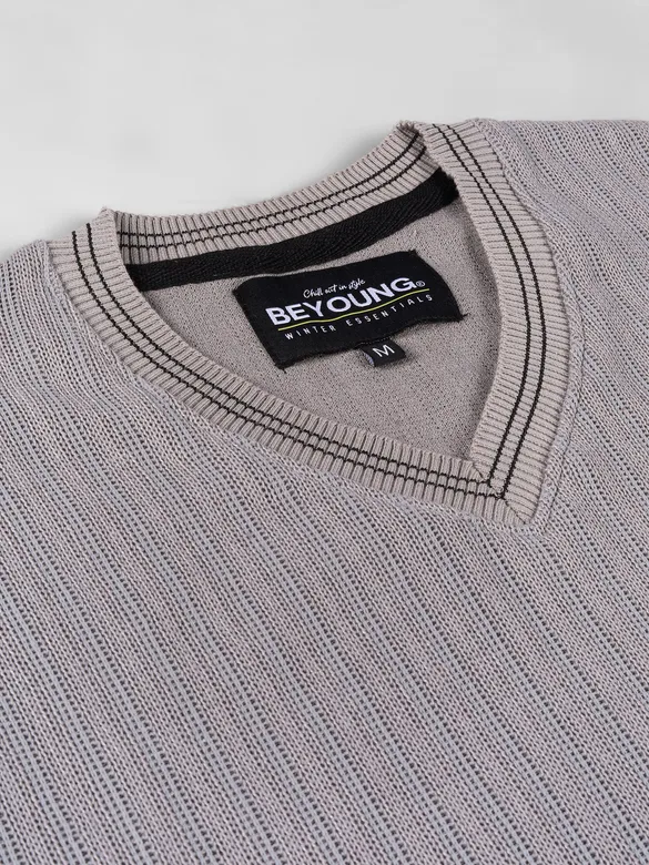 Grey Knit V-Neck Vest