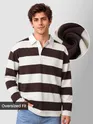 Chocolate Brown Striped Rugby Polo
