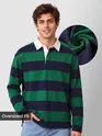 Green-Navy  Striped Rugby Polo