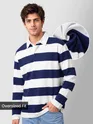 Navy Blue Striped Rugby Polo