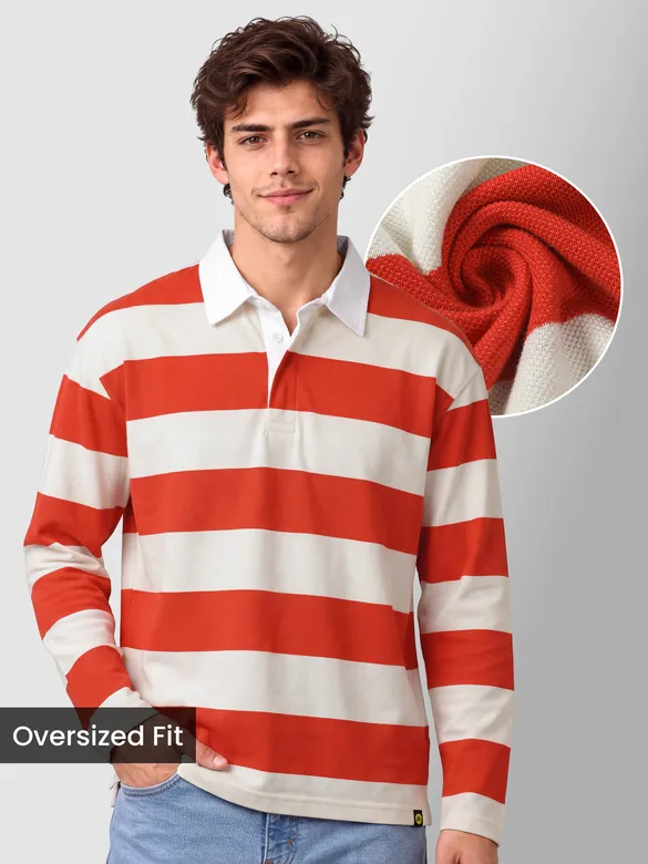 Orange Striped Rugby Polo