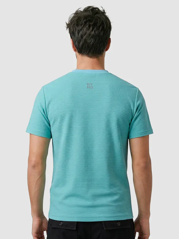 Pool Blue Jacquard Striped T-Shirt