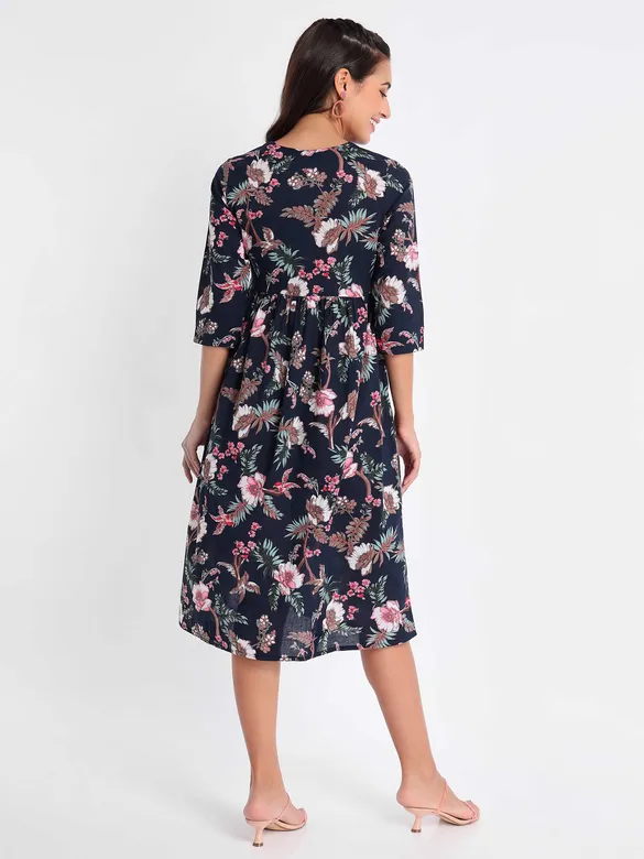 Flower Print A-Line Kurta