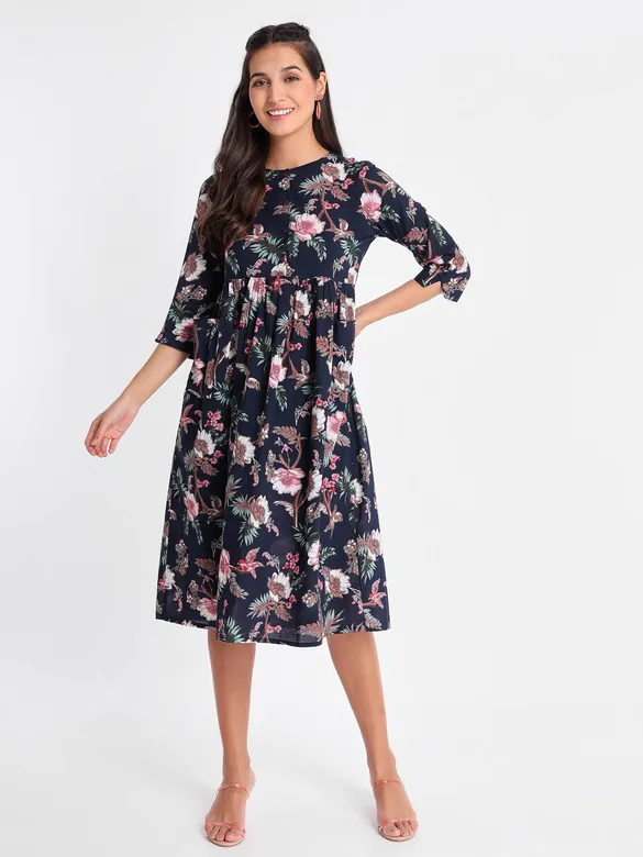 Flower Print A-Line Kurta