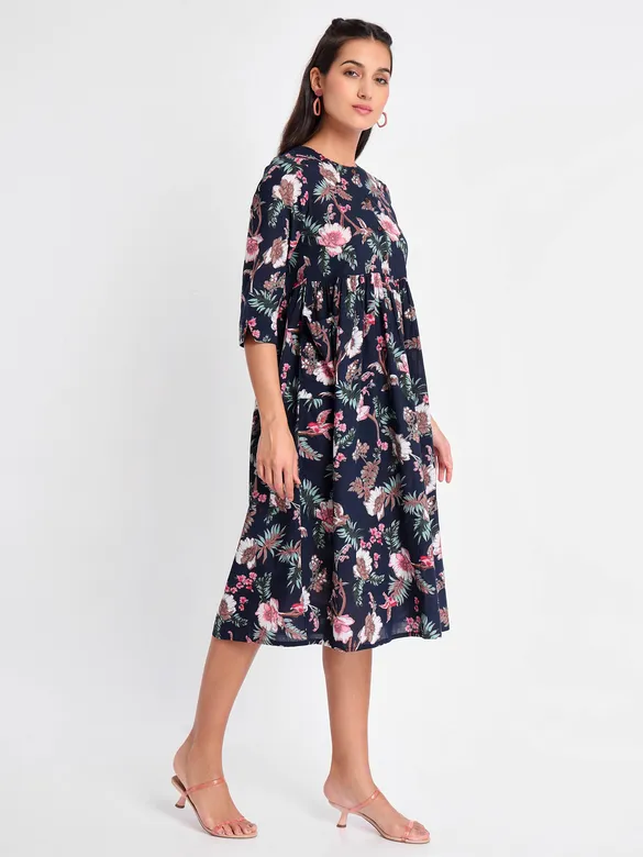 Flower Print A-Line Kurta