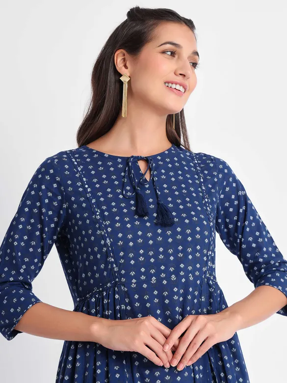 Printed Long Anarkali Kurti