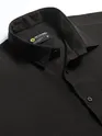 Black Textured Waffle Shirt