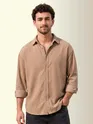 Beige Textured Corduroy Shirt