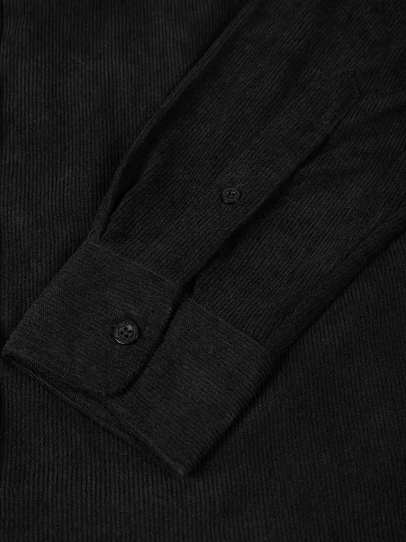 Black Textured Corduroy Shirt