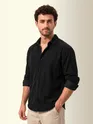 Black Textured Corduroy Shirt