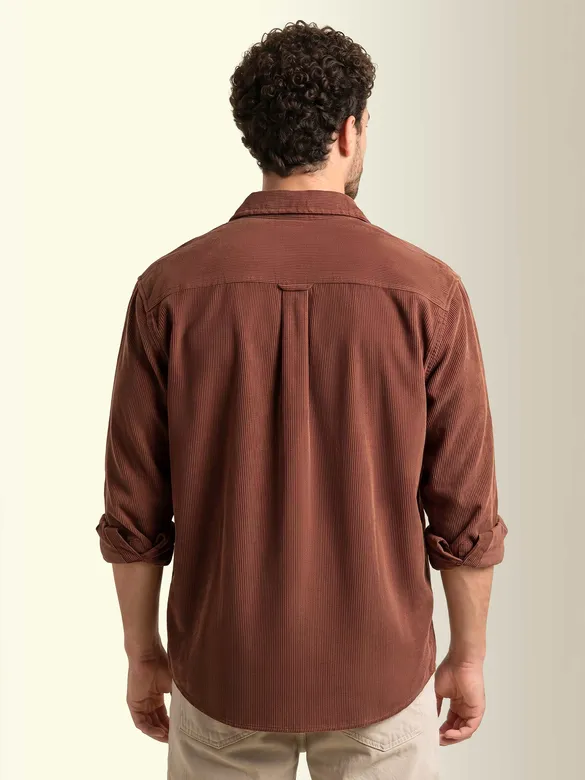 Brown Textured Corduroy Shirt