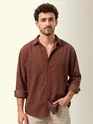 Brown Textured Corduroy Shirt