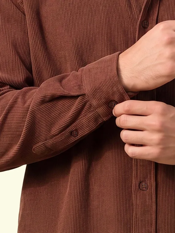 Brown Textured Corduroy Shirt