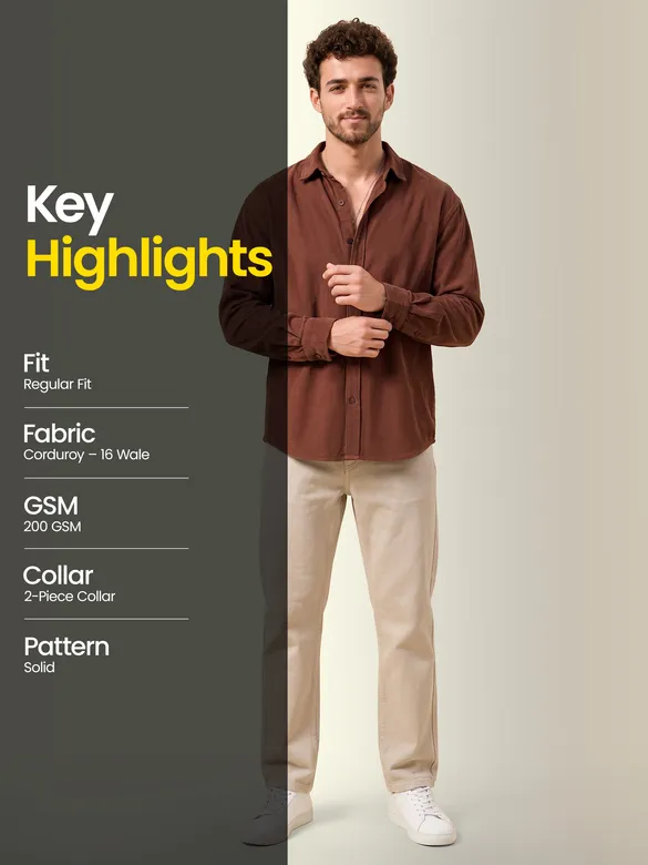 Brown Textured Corduroy Shirt