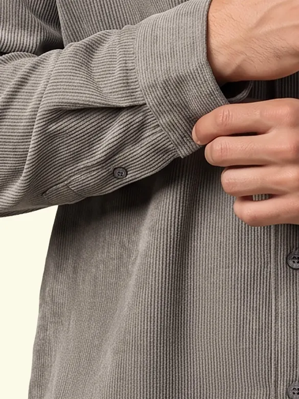Grey Textured Corduroy Shirt