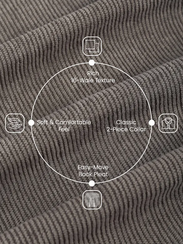 Grey Textured Corduroy Shirt