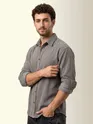 Grey Textured Corduroy Shirt