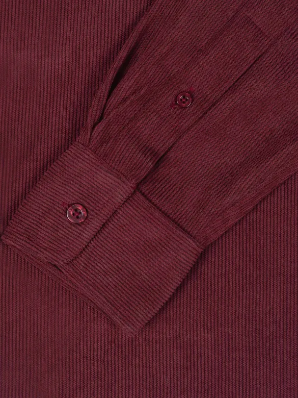 Maroon Textured Corduroy Shirt