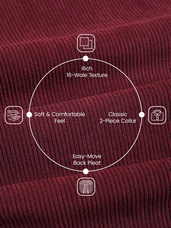 Maroon Textured Corduroy Shirt