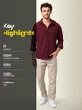 Maroon Textured Corduroy Shirt
