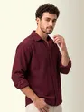 Maroon Textured Corduroy Shirt