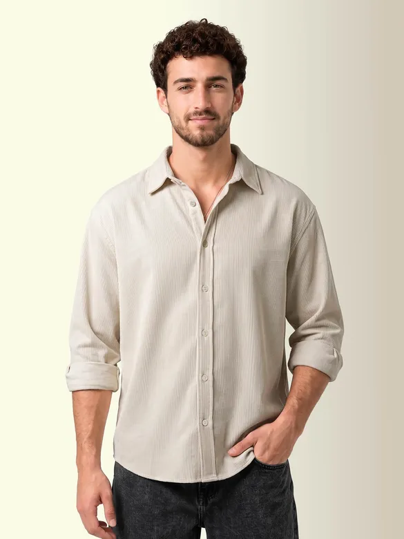 Off-White Textured Corduroy Shirt