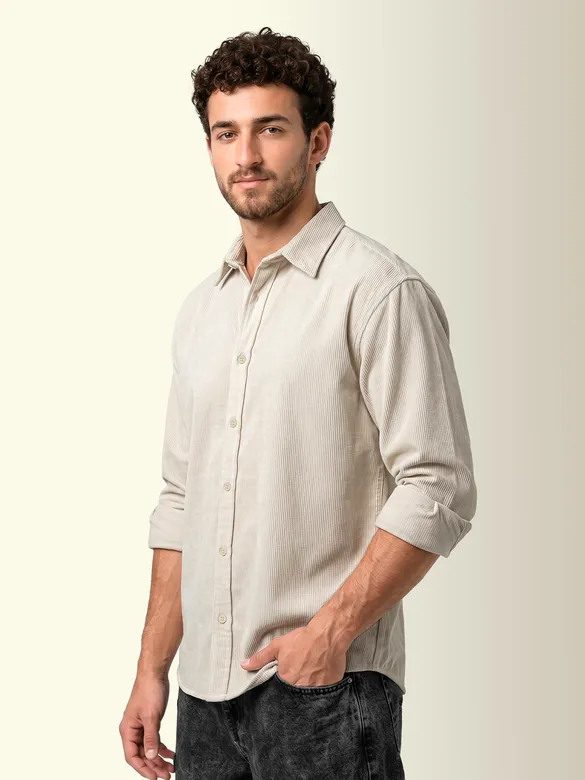 Off-White Textured Corduroy Shirt