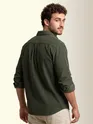 Olive Green Textured Corduroy Shirt