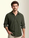 Olive Green Textured Corduroy Shirt