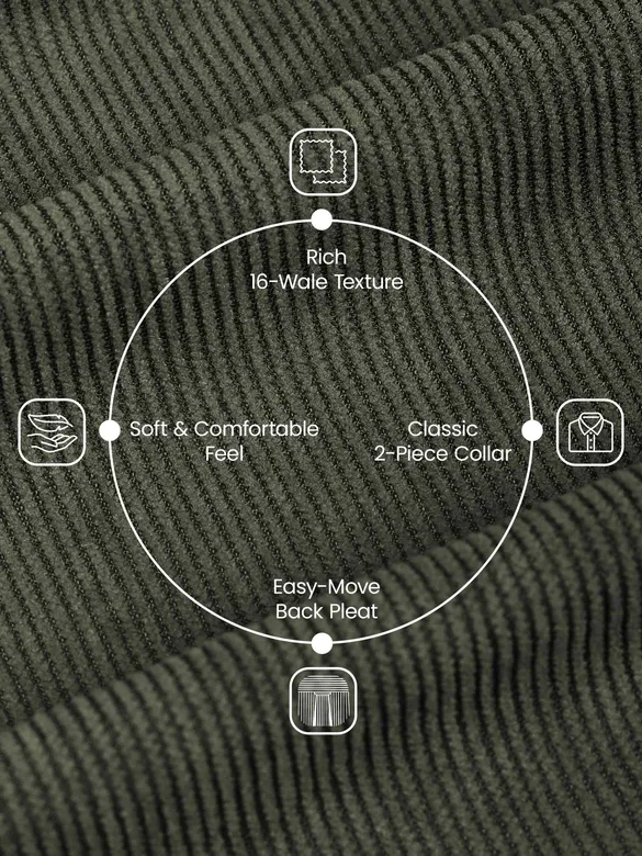 Olive Green Textured Corduroy Shirt