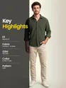 Olive Green Textured Corduroy Shirt