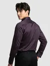 Dark Wine Double Cuff Satin Shirt