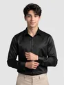 Black Double Cuff Satin Shirt