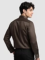Brown Double Cuff Satin Shirt