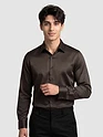 Brown Double Cuff Satin Shirt