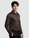 Brown Double Cuff Satin Shirt