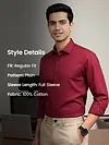 Burgundy - Plain Cotton Shirts
