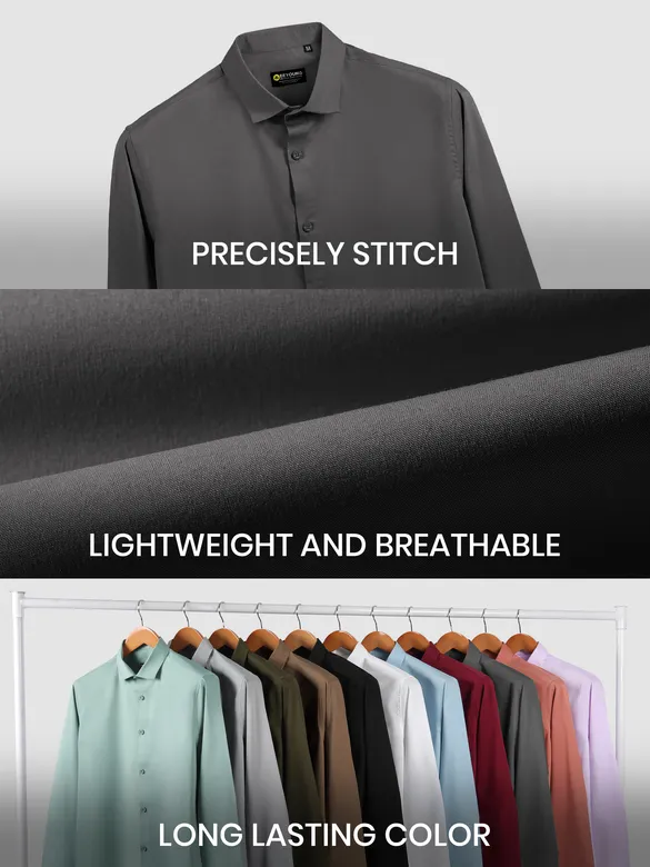 Dark Grey Plain Cotton Shirts