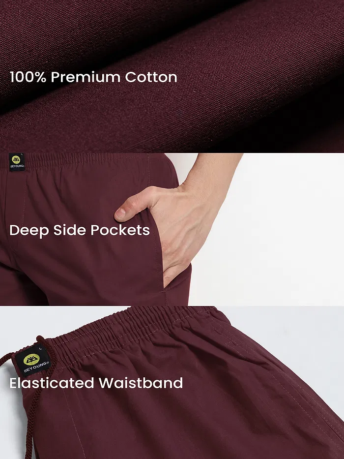 Maroon Regular-fit Pajamas