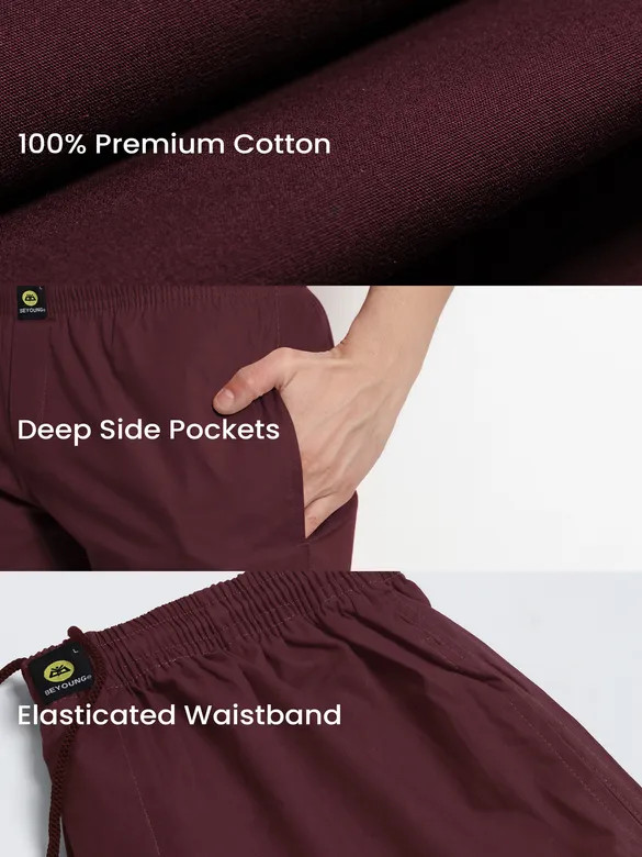 Maroon Regular-fit Pajamas