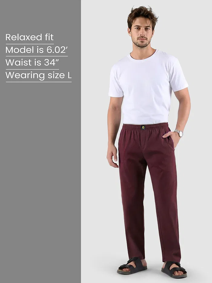 Maroon Regular-fit Pajamas