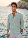 Green Linen Striped Shirt