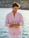 Mauve Linen Striped Shirt