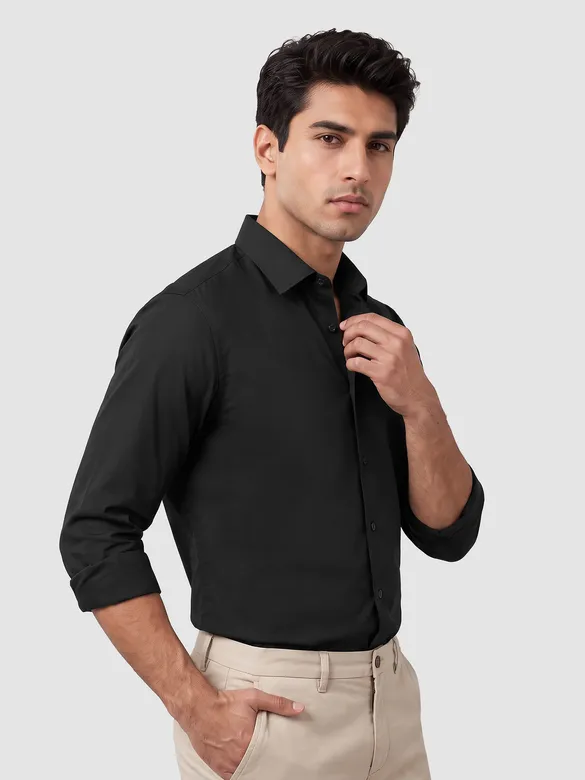 Black - Plain Cotton Shirts