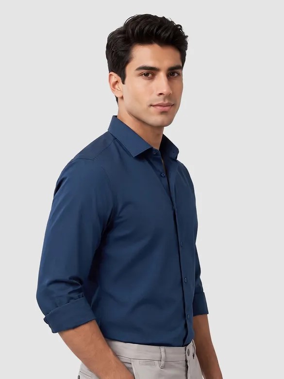 Navy Blue - Plain Cotton Shirts