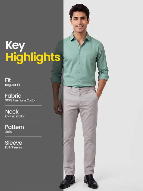 Pista Green - Plain Cotton Shirts