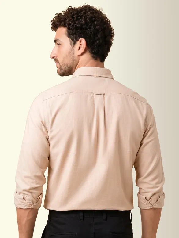 Beige Oxford Plain Shirt